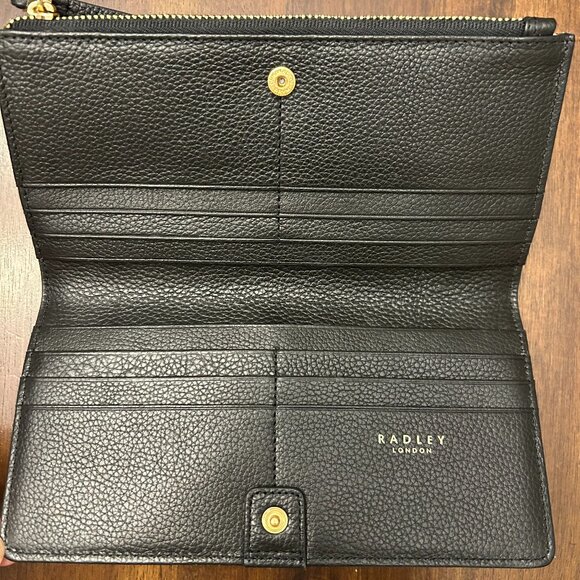 Radley London BiFold Signature Logo Matinee Black White Leather Zip Snap Wallet - Picture 8 of 16